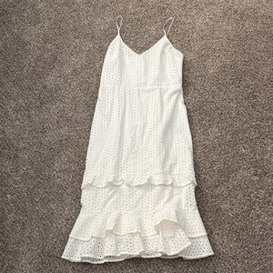 Express Cream Eyelet Midi Dress
